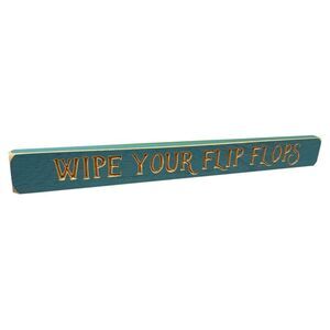 Wipe Your Flip Flops Barnwood Sign 18 Inches Routed and Painted Made in USA